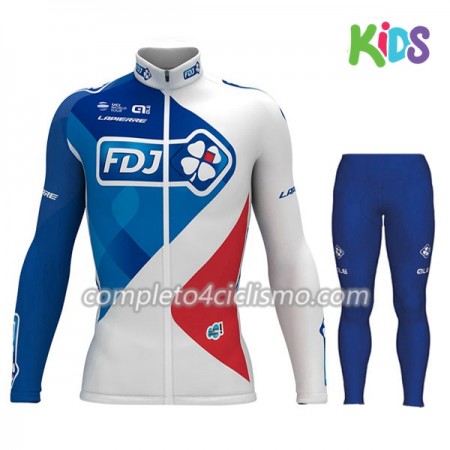 Completo Maglia Ciclismo + Calzamaglia 2017 FDJ Bambino N001